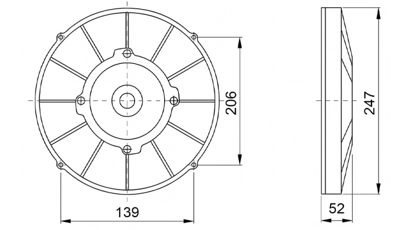 VENTILATEUR AXIAL 225MM PULSANT 12V