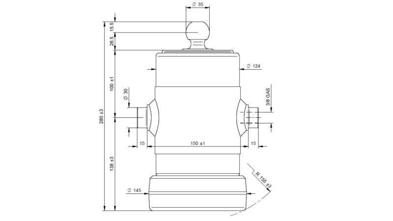 TELESCOPISK CYLINDER UNIMOG 5 STEG 750mm x124